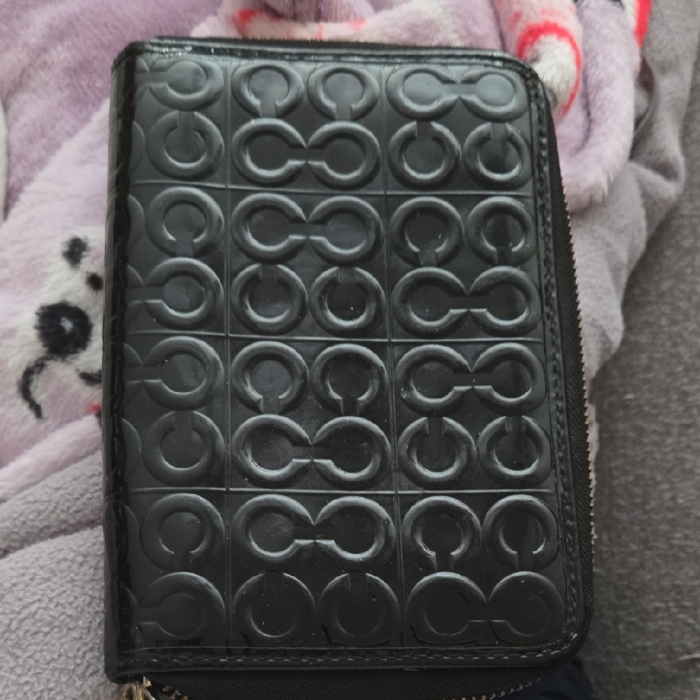 Coach Black Leather Agenda Planner Zip Closure